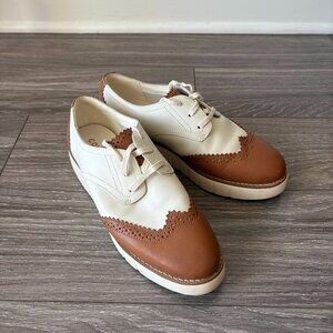 Cole Hann｜Woman Oxford Shoes (White & Brown)｜Size 6